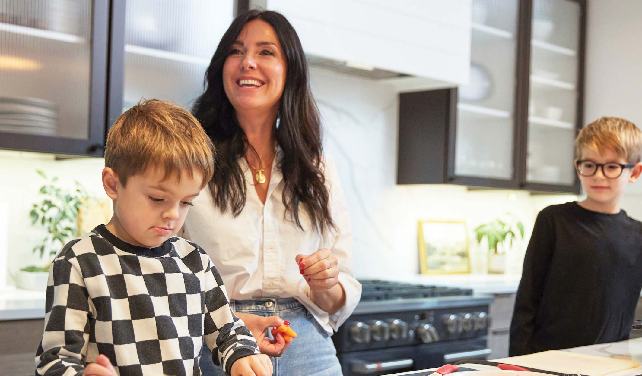 young mom and her sons