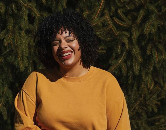 Young female employee outside