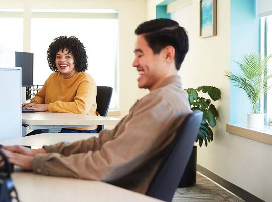 Male employee working at desk
