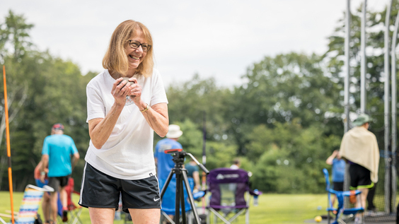 woman with shot put