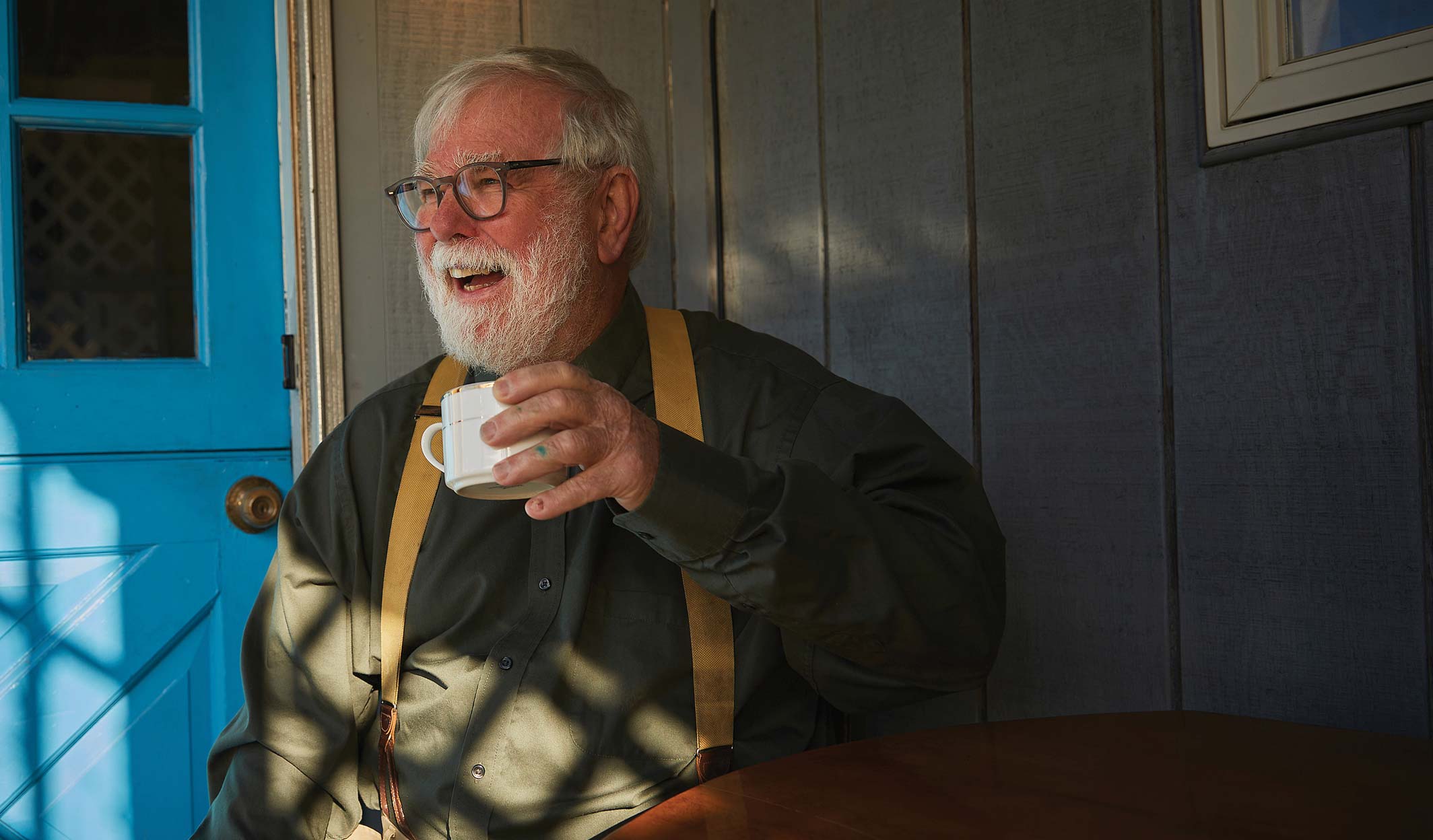 senior man drinking coffee