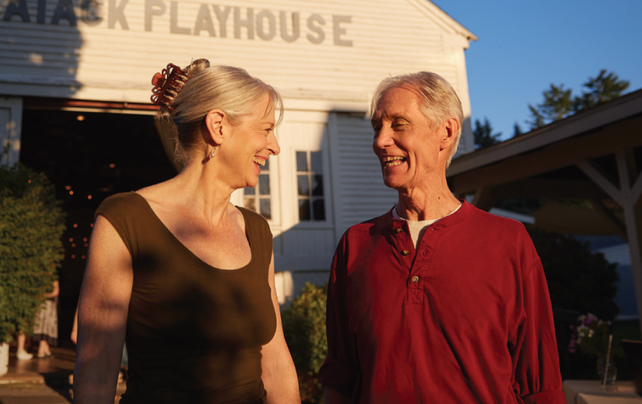 couple at theatre playhouse before show