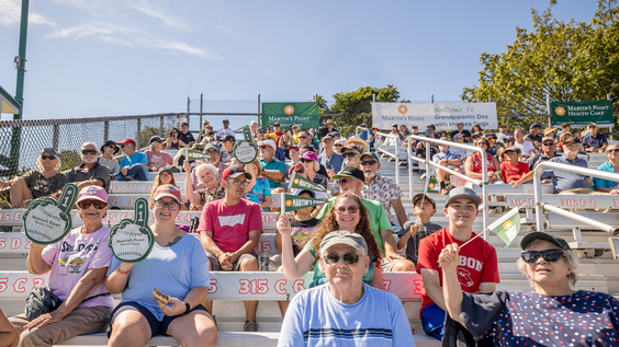 seniors at baseball game