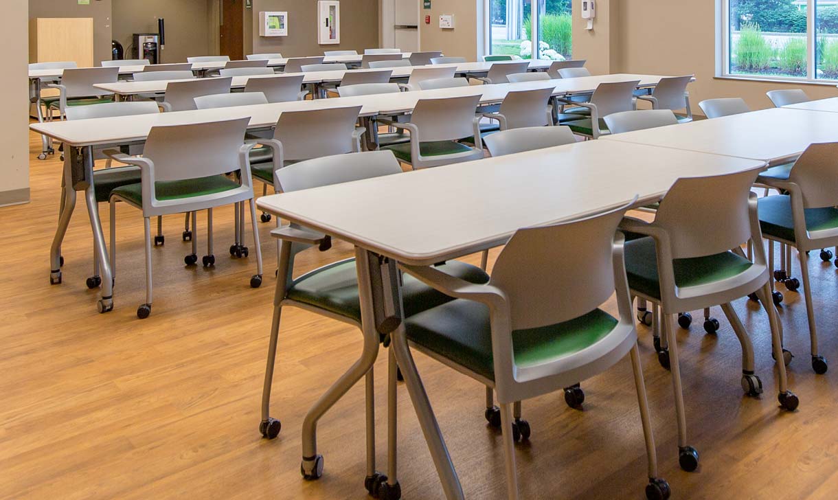 classroom of chairs