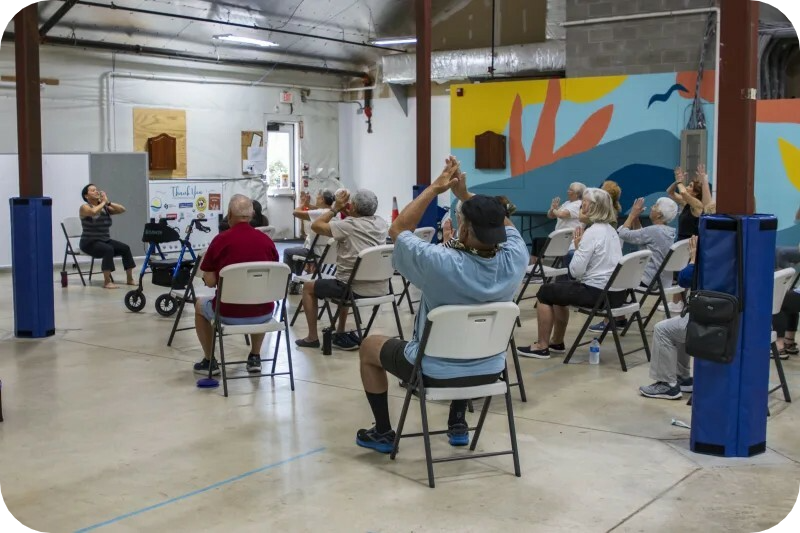 Chair yoga class participants