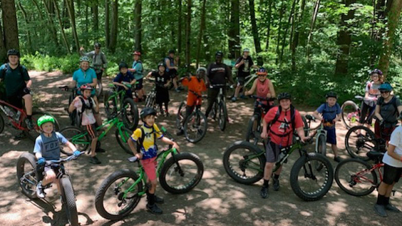 A group shot of bikers from the Apex Youth Group