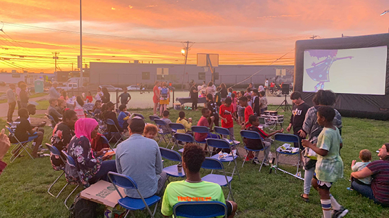 outdoor movie sunset