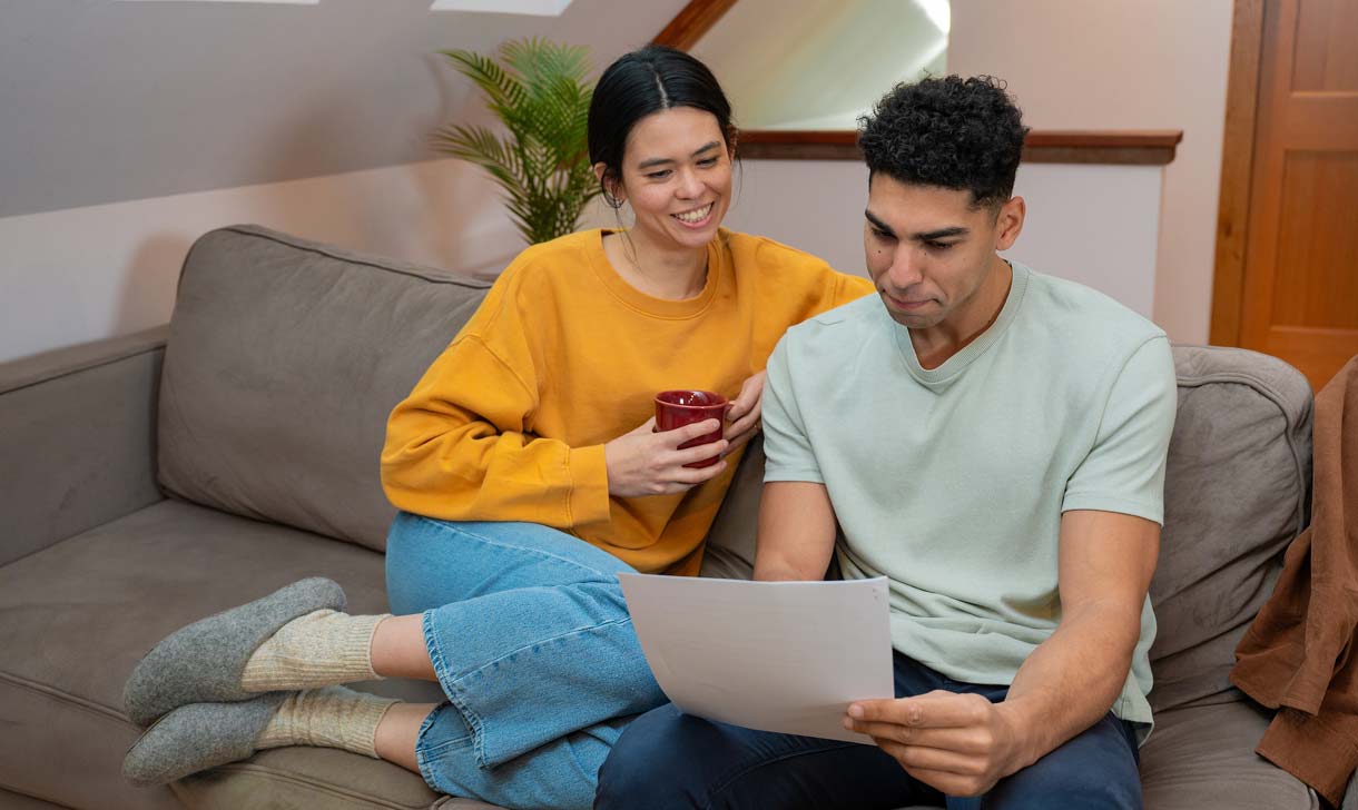 young couple in apartment