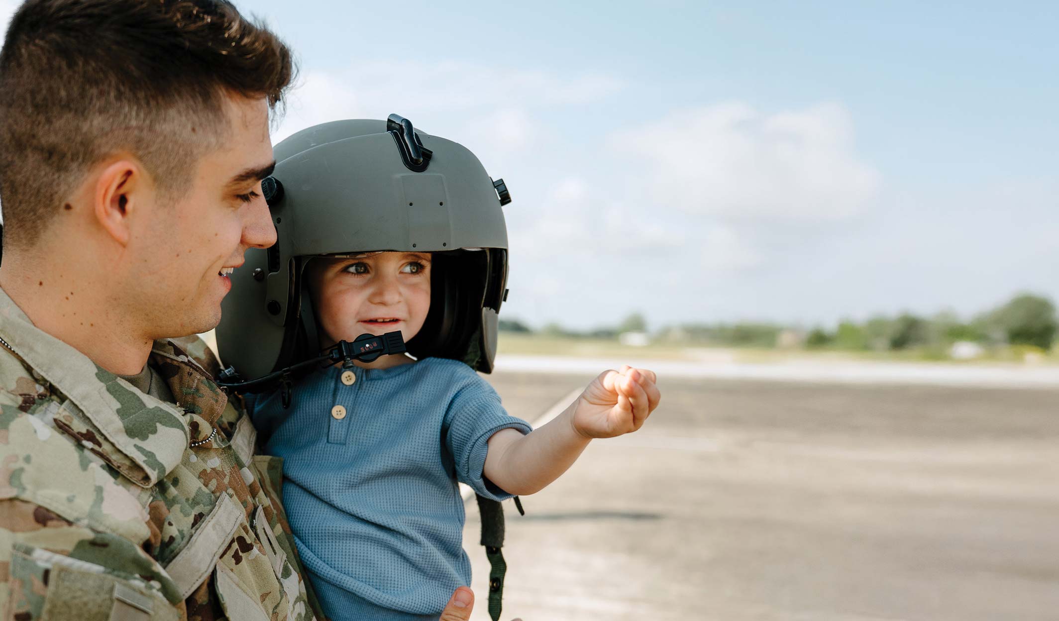 father with son at mlitary base