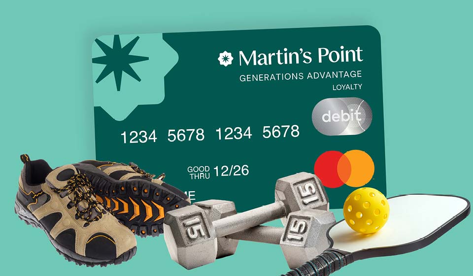 Wellness Wallet card with fitness items